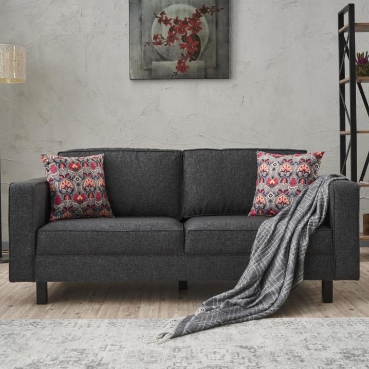 2-Sitzer Sofa Kahl Stoff Anthrazit
