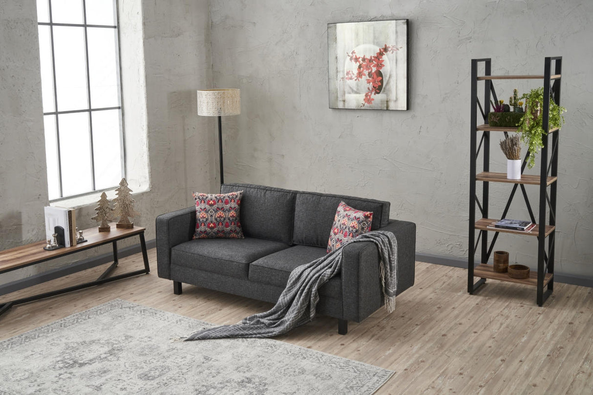 2-Sitzer Sofa Kahl Stoff Anthrazit