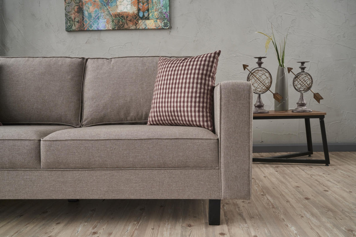 2-Sitzer Sofa Kahl Stoff Creme