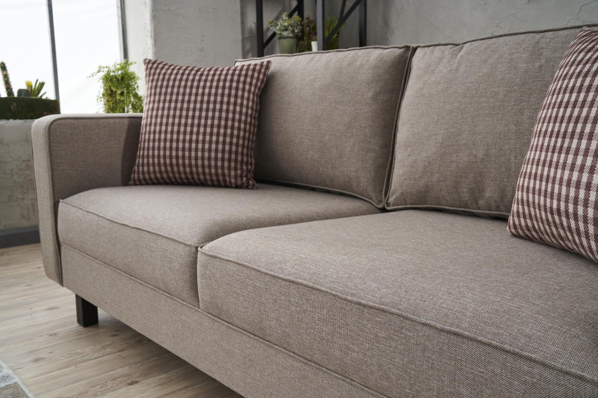 2-Sitzer Sofa Kahl Stoff Creme