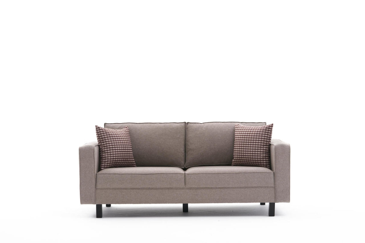 2-Sitzer Sofa Kahl Stoff Creme