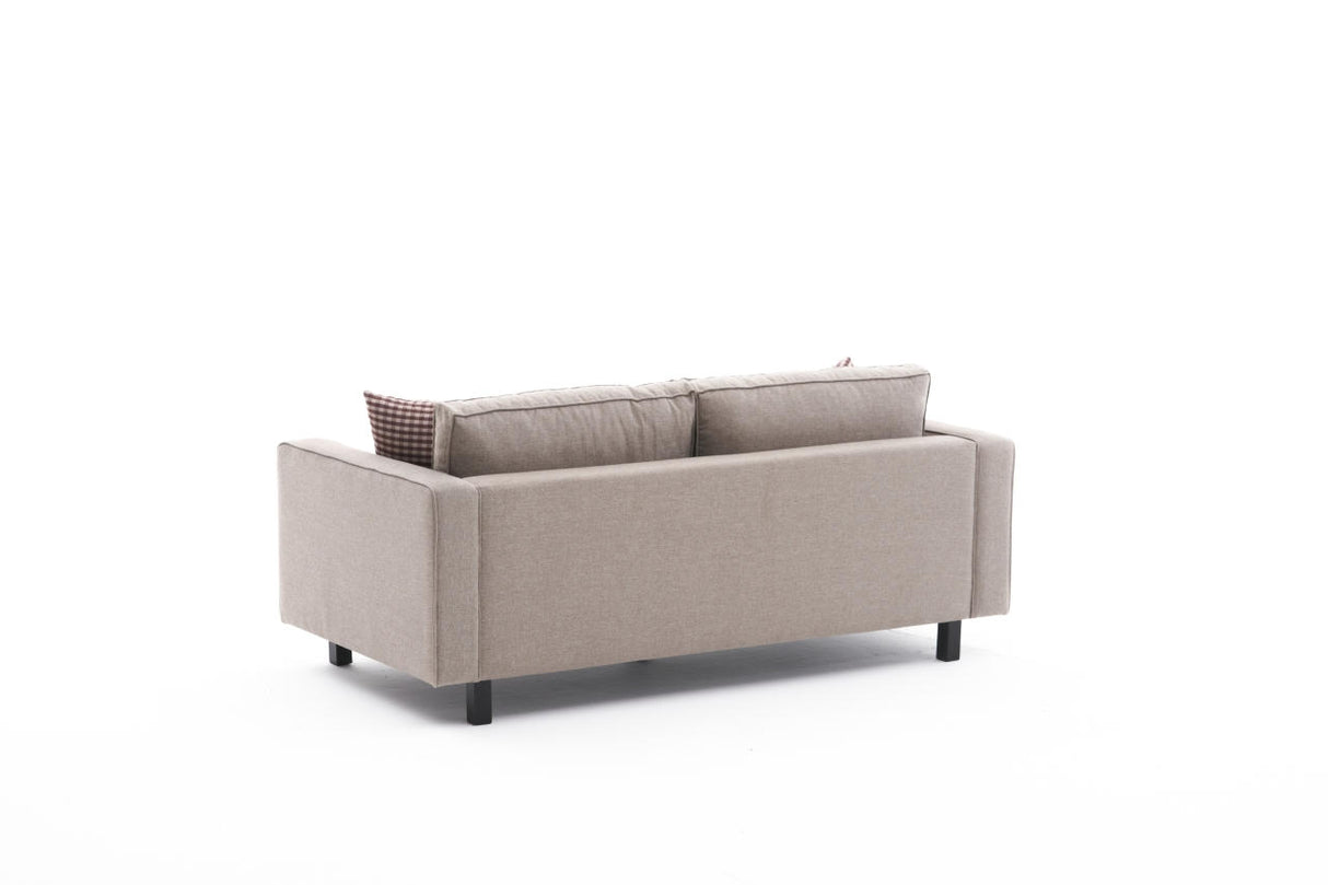 2-Sitzer Sofa Kahl Stoff Creme
