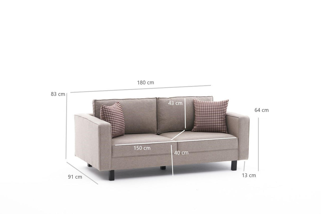 2-Sitzer Sofa Kahl Stoff Creme