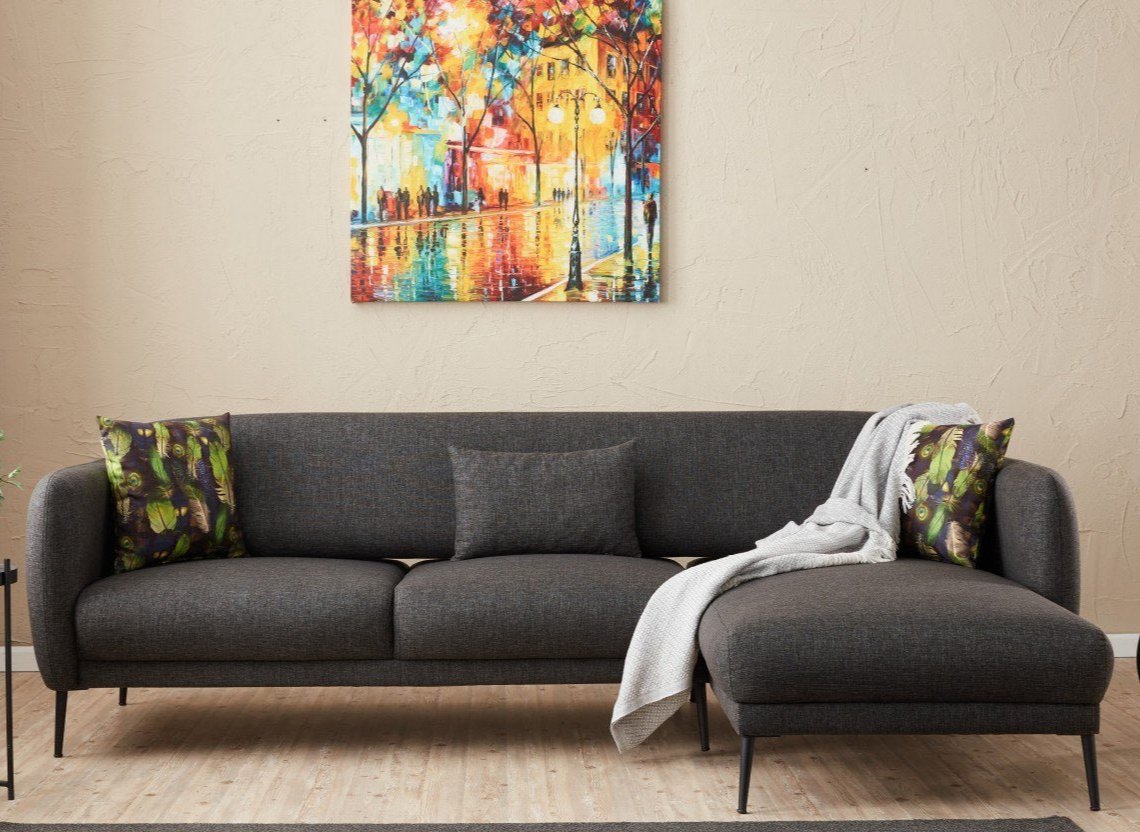 Rechtes Ecksofa mit Schlaffunktion Venus Anthrazit