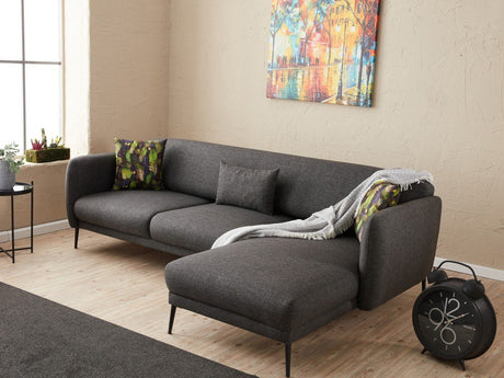 Rechtes Ecksofa mit Schlaffunktion Venus Anthrazit