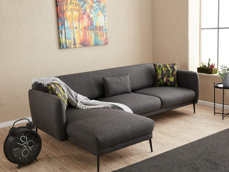 Ecksofa Links mit Schlaffunktion Venus Anthrazit
