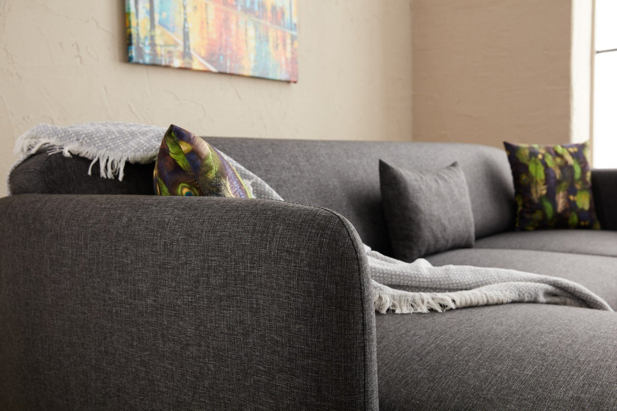 Ecksofa Links mit Schlaffunktion Venus Anthrazit