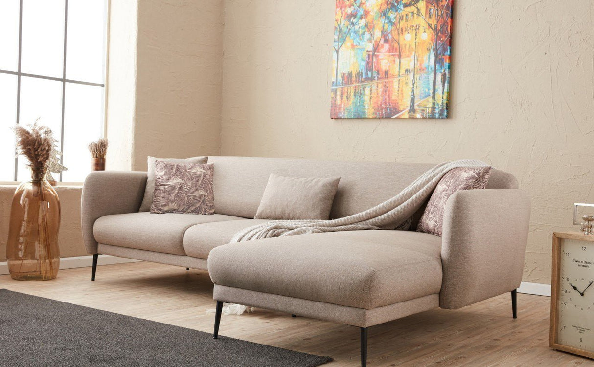 Rechtes Ecksofa mit Schlaffunktion Venus Cream