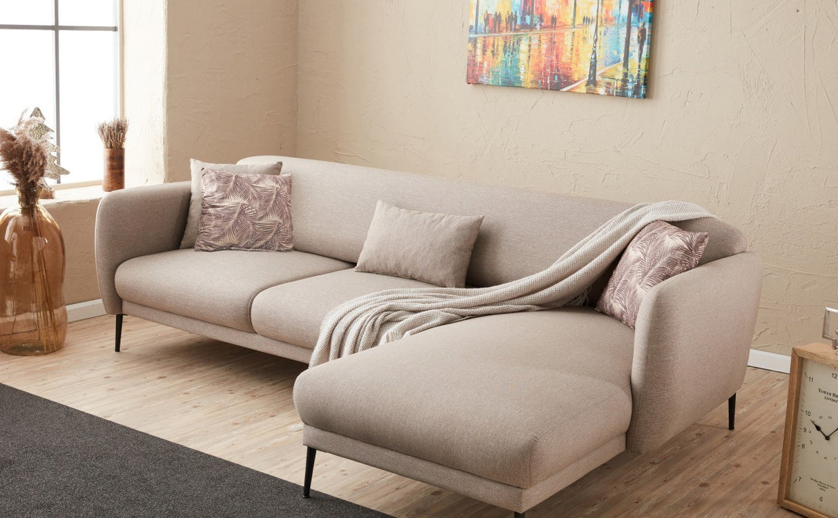 Rechtes Ecksofa mit Schlaffunktion Venus Cream