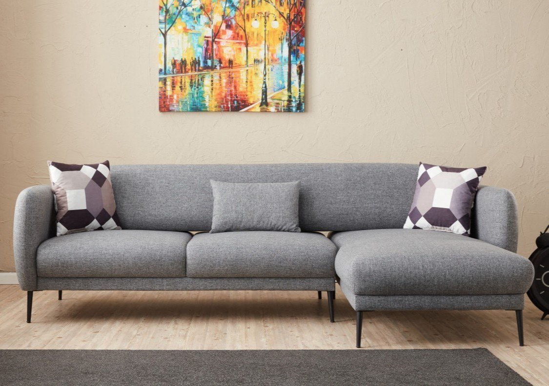 Rechtes Ecksofa mit Schlaffunktion Venus Grey