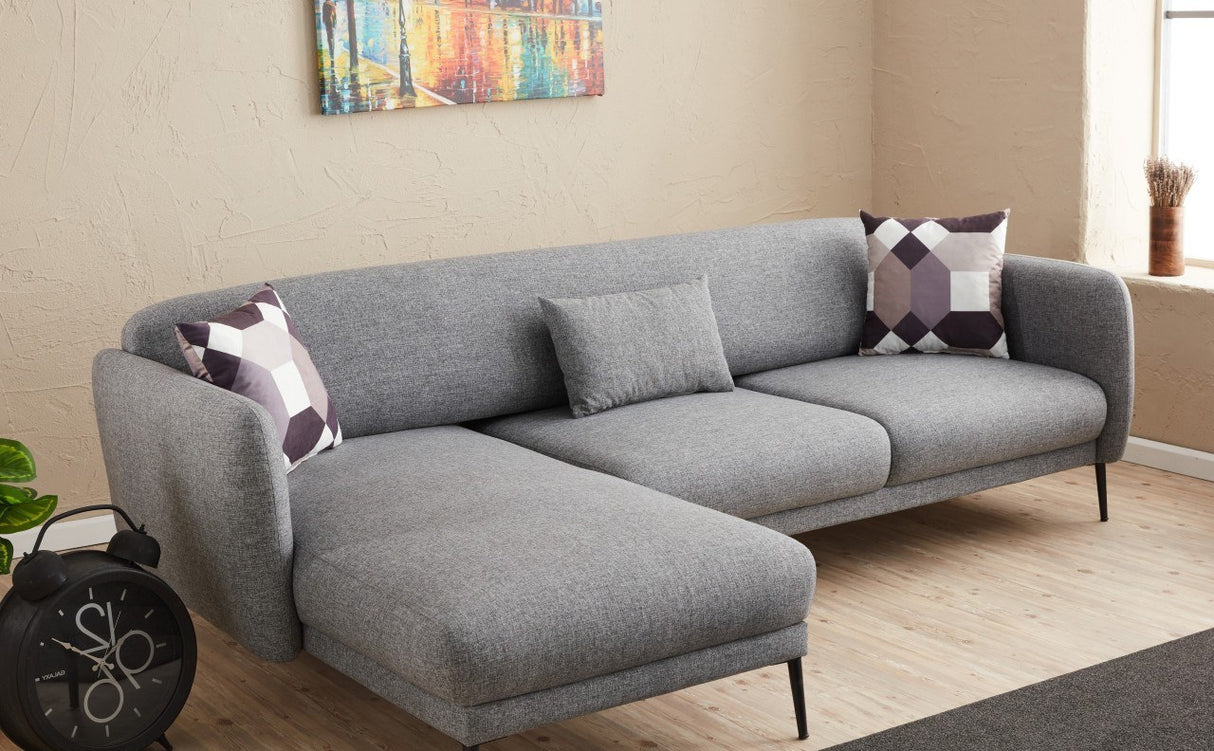 Ecksofa Links mit Schlaffunktion Venus Grey