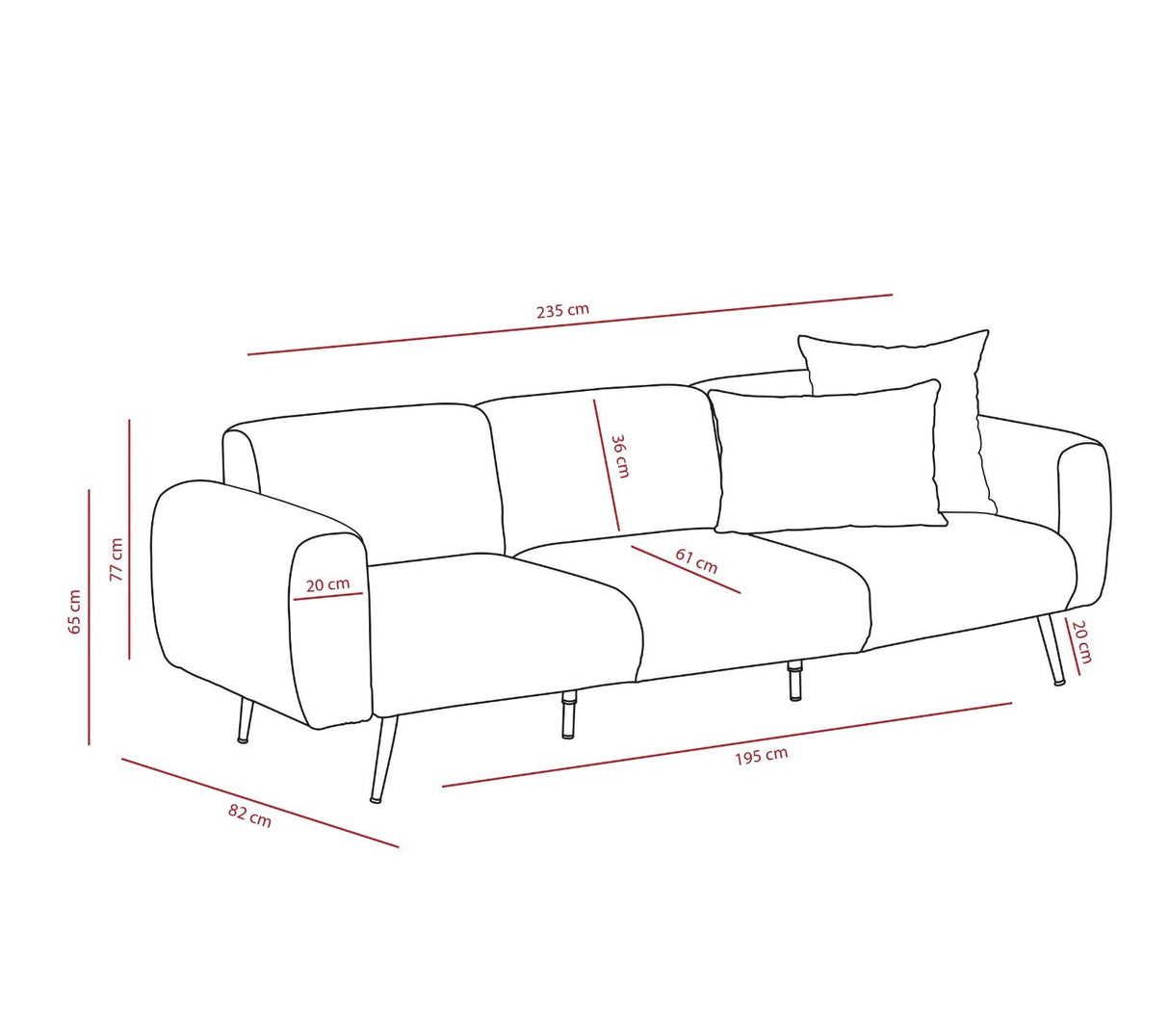 3-Sitzer-Sofa Side Creme
