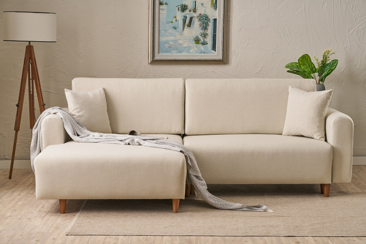 Ecksofa mit Schlaffunktion Left Mane Cream