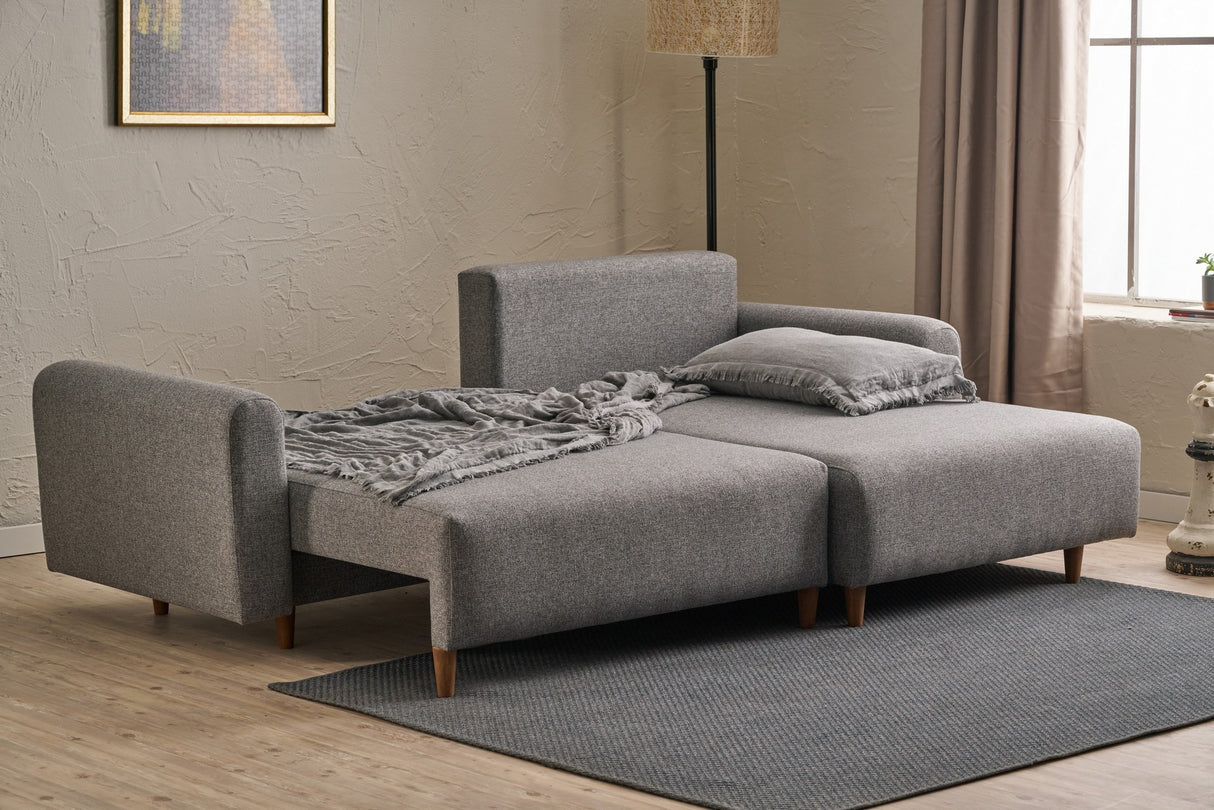 Ecksofa mit Schlaffunktion Right Mane Grey