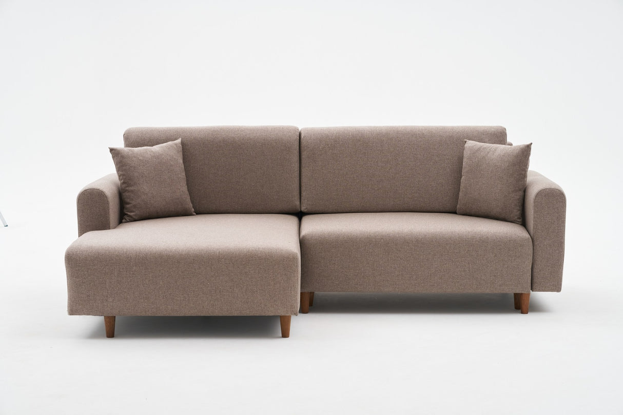 Ecksofa mit Schlaffunktion Left Mane Brown