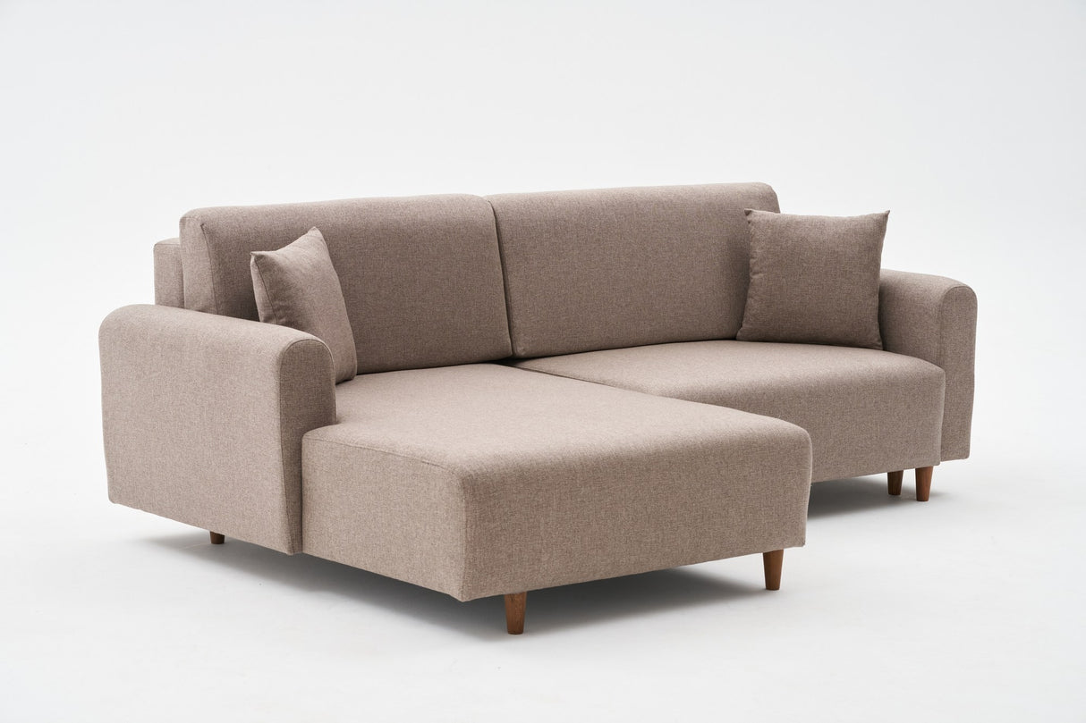 Ecksofa mit Schlaffunktion Left Mane Brown