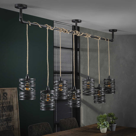 Industrielle Hängeleuchte Twist Metall 7-Licht