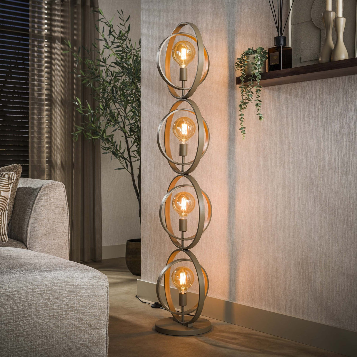 Moderne Vloerlamp Beige Otan 4-lichts