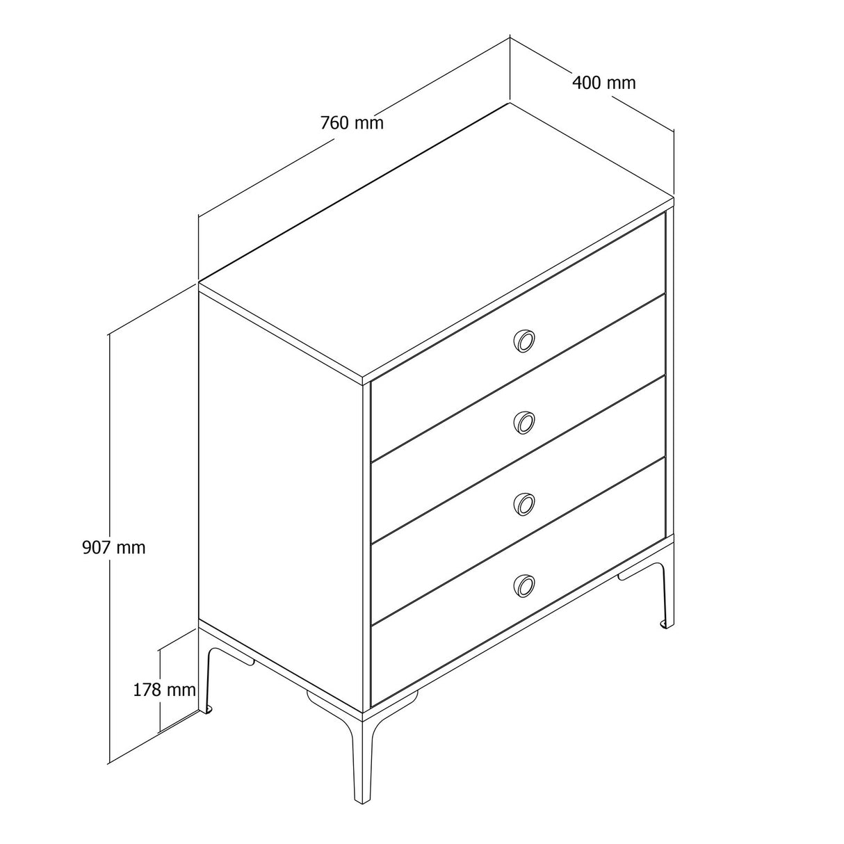 Ladungsschrank Lizbon Walnuss Anthrazit Melamin 76x90.7x40 cm