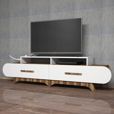 TV -Möbel Flora Walnuss weißes Melamin 205x50x36.8 cm