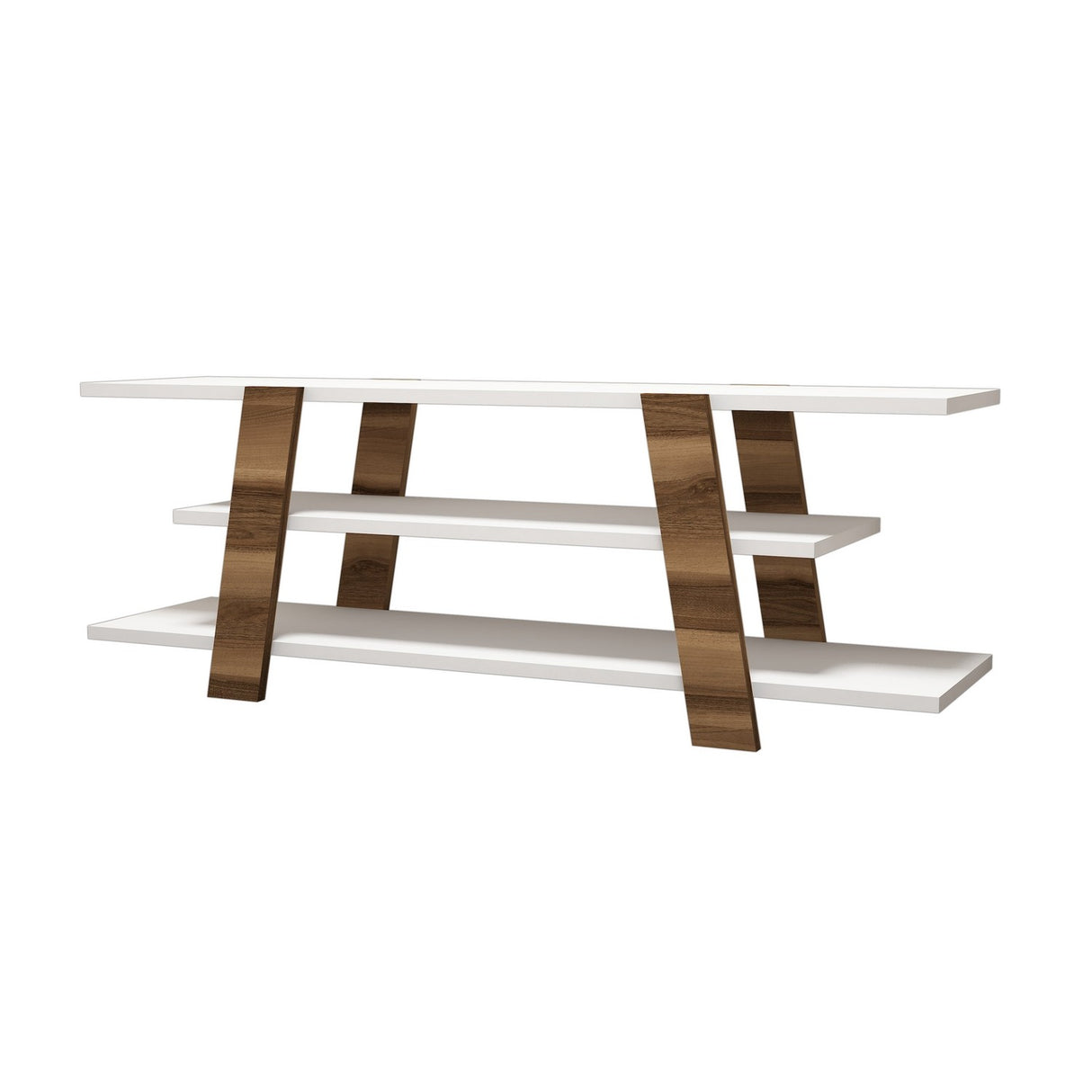 TV-Möbel Blume Walnuss weißes Melamin 120x42x33.6 cm