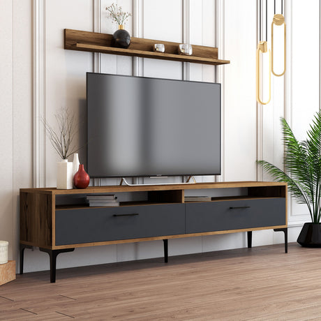 TV -Möbelset Istanbul Walnuss Anthrazit Melamin 180x47x35 cm