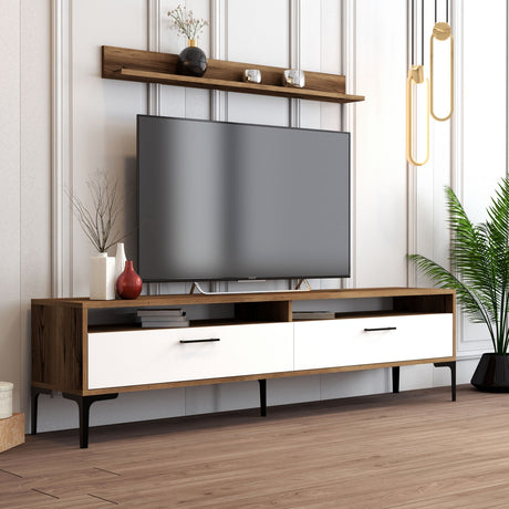 TV -Möbelset Istanbul Walnuss weißes Melamin 180x47x35 cm