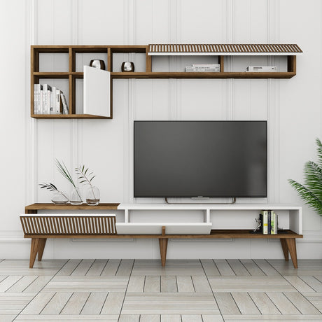 TV -Möbel Set Mailand TV Walnuss weißes Melamin 180x40x35 cm