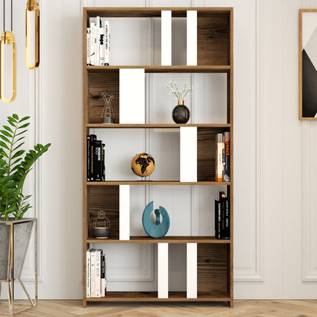 Bücherregal Lima Walnuss weißes Melamin 90x180x20 cm