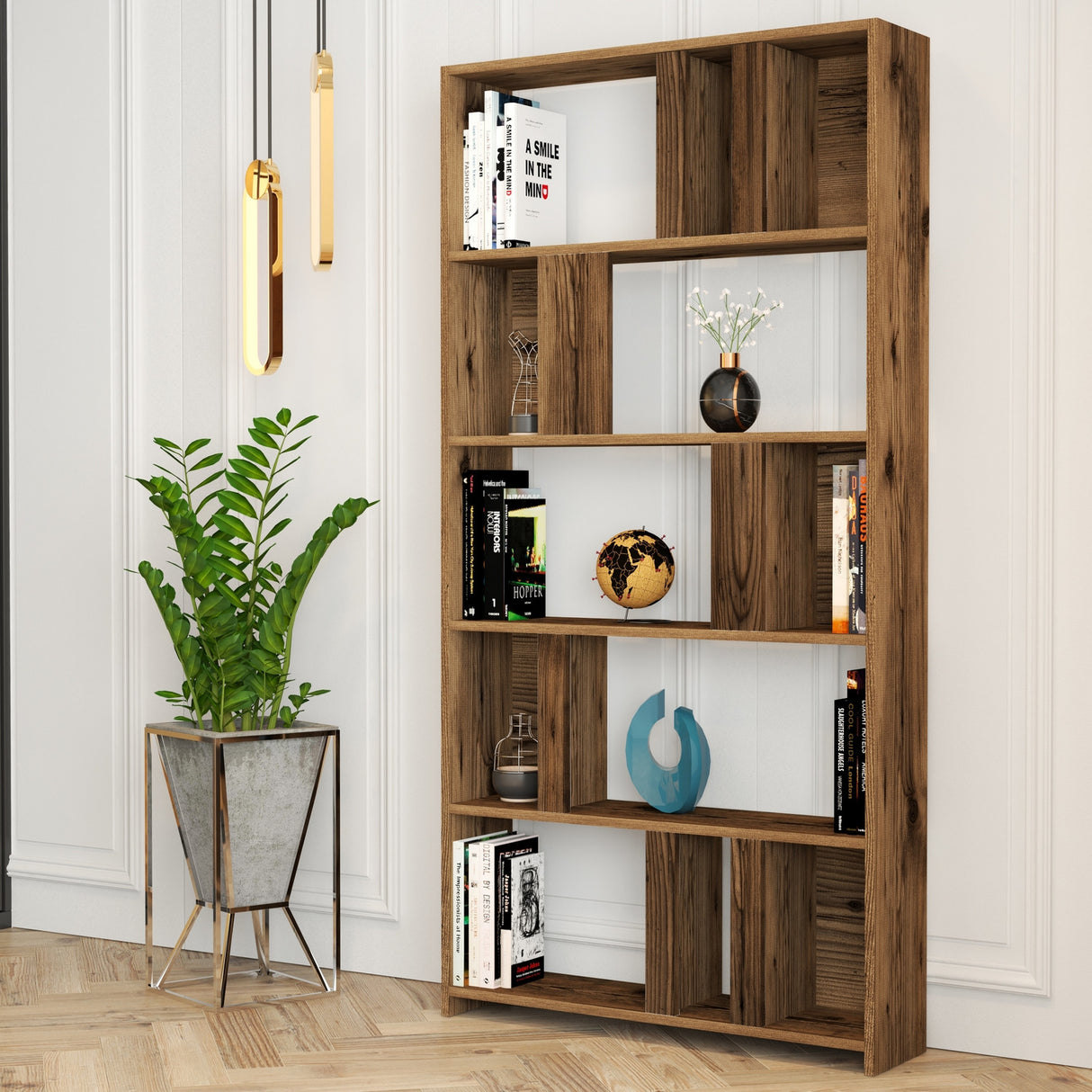 Bücherregal Lima Walnut Melamin 90x180x20 cm