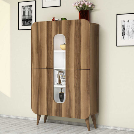 Wandschrank Mine Walnuss weißes Melamin 93x144x31.8 cm
