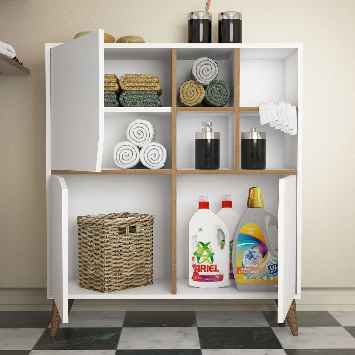 Wandschrank Puls Weiß Walnuss Melamin 100x115x30 cm