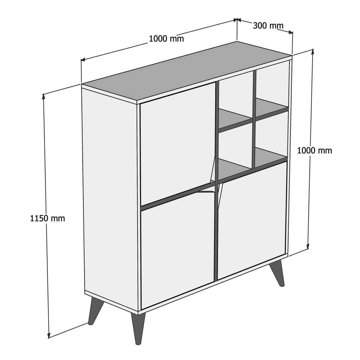 Wandschrank Puls Weiß Walnuss Melamin 100x115x30 cm