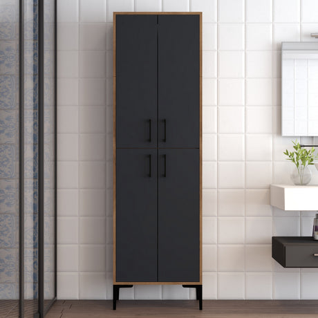 Wandschrank Berlin Walnuss Anthrazit Melamin 60x200x35 cm
