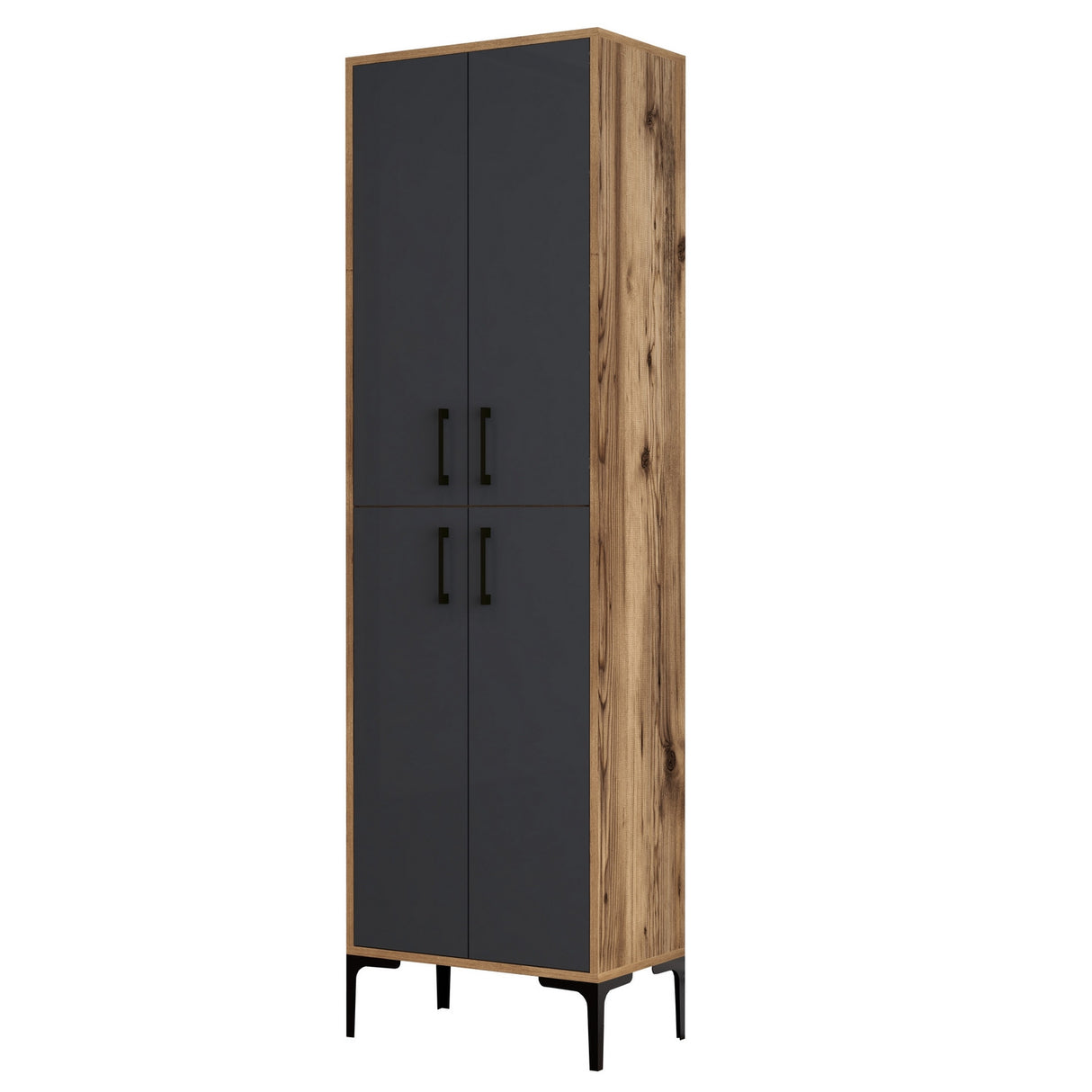 Wandschrank Berlin Walnuss Anthrazit Melamin 60x200x35 cm