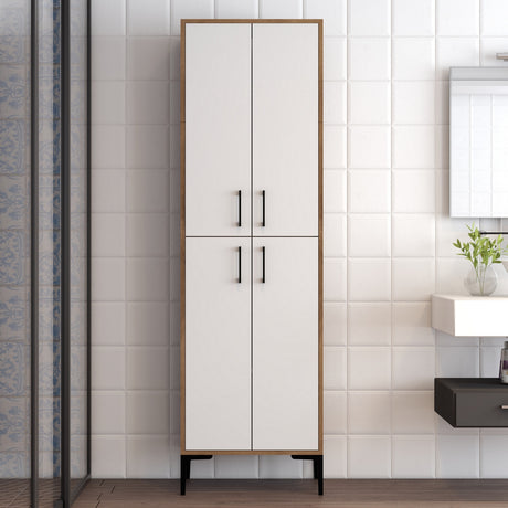 Wandschrank Berlin Walnuss weißes Melamin 60x200x35 cm