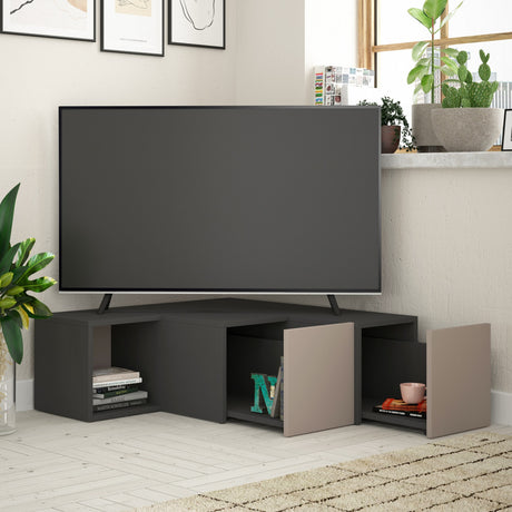 TV-Möbel kompakt Anthrazitbraunes Melamin 90x32x92 cm