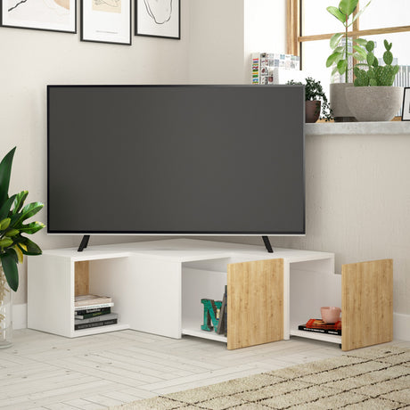 TV-Möbel kompakt White Eiche Melamin 90x32x92 cm