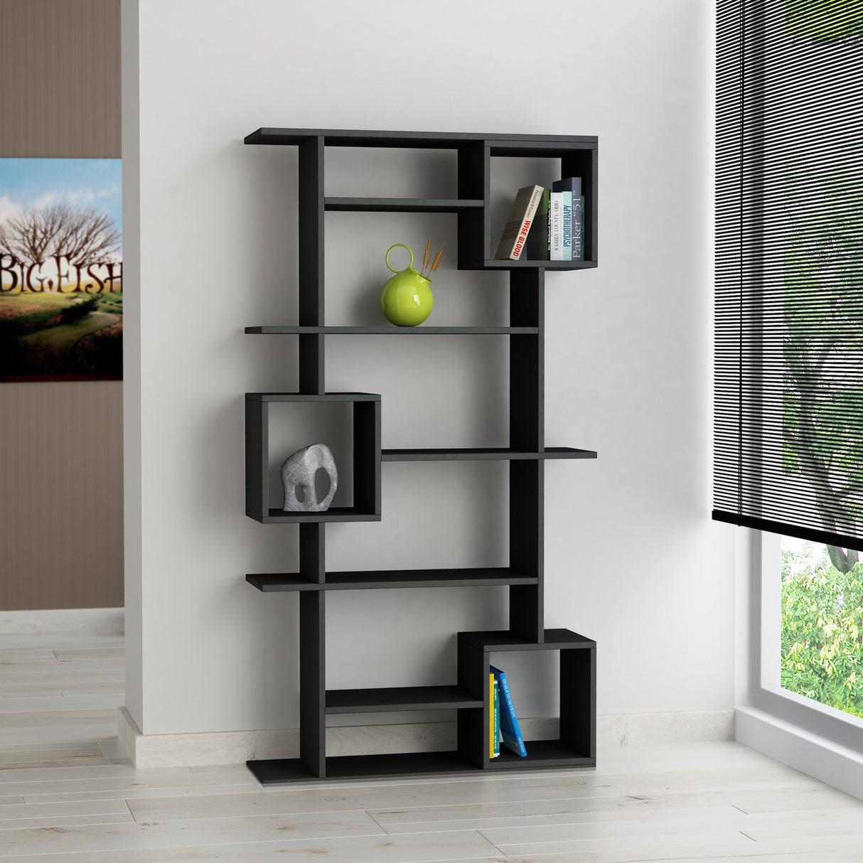 Bücherregal Soto Anthrazit Melamin 92x173x28 cm