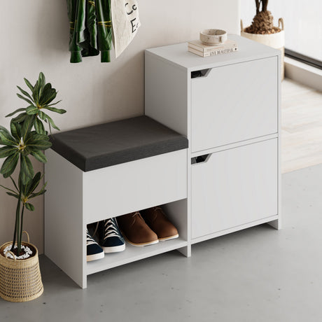Schuhschrank Hafen weiße Melamin 101.5x80.5x35,5 cm