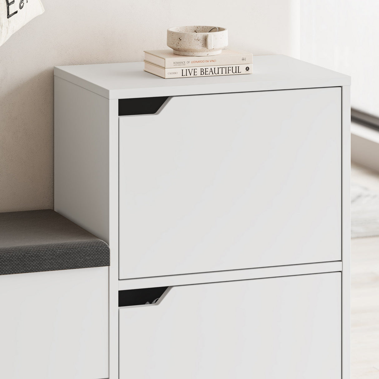 Schuhschrank Hafen weiße Melamin 101.5x80.5x35,5 cm