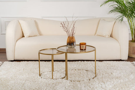 Moderne runde Couchtisch-Set von 2 Uru Gold - Bronze Glas - 60/42 cm