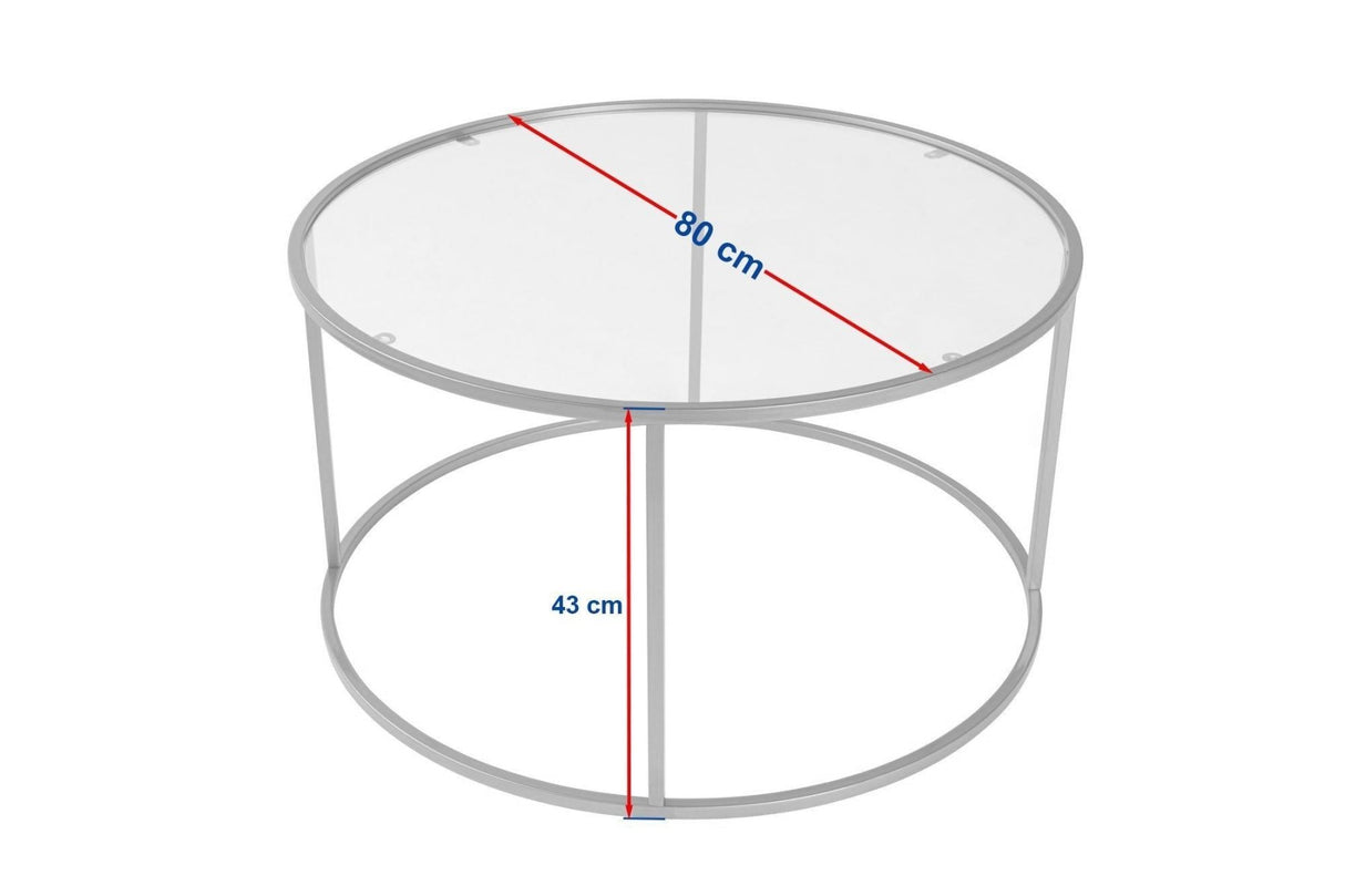 Moderner Runder Couchtisch Uru Gold - Glas - 80 cm