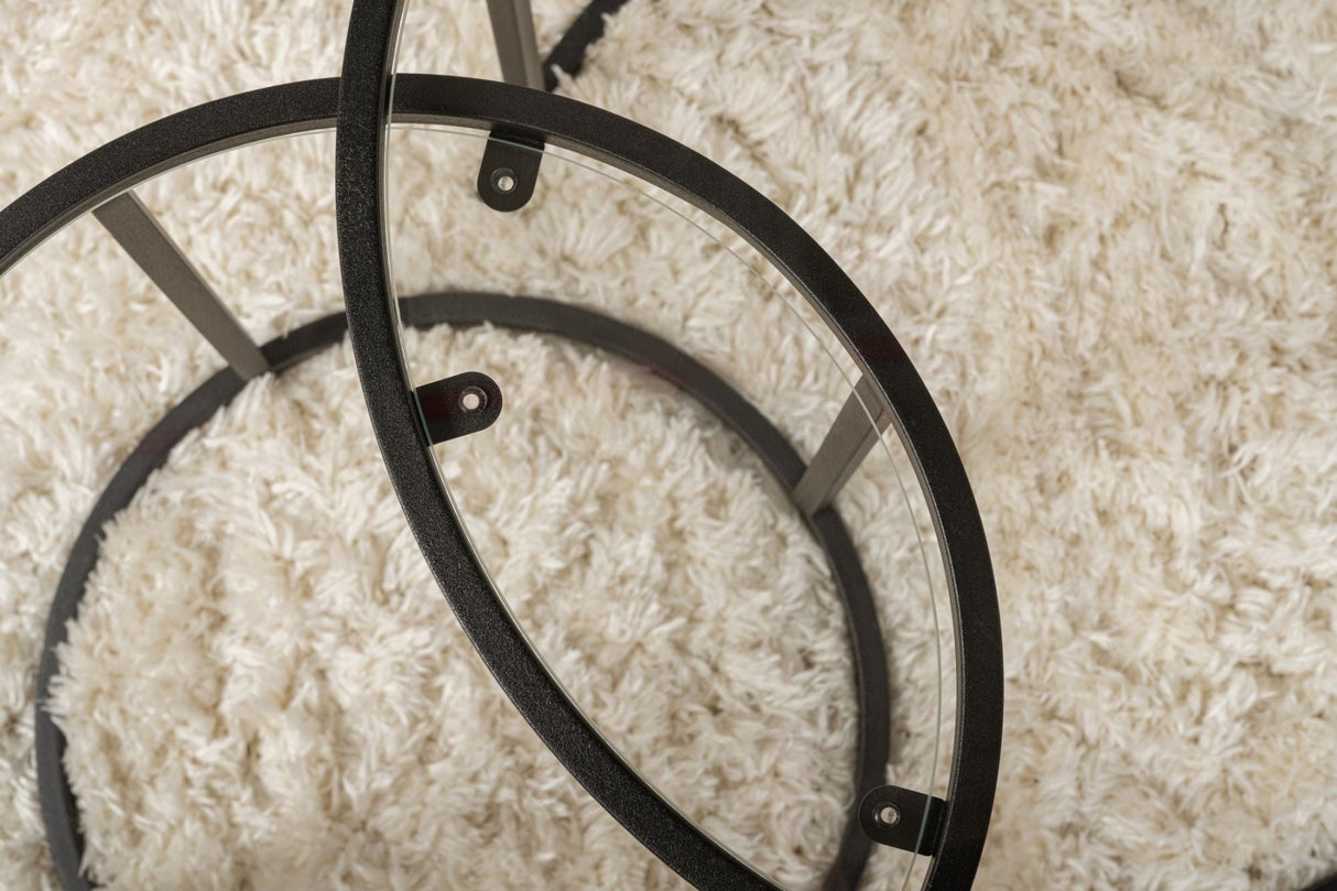 Moderne Runde Couchtisch Set von 2 Uru Schwarz - Transparentes Glas - 60/42 cm