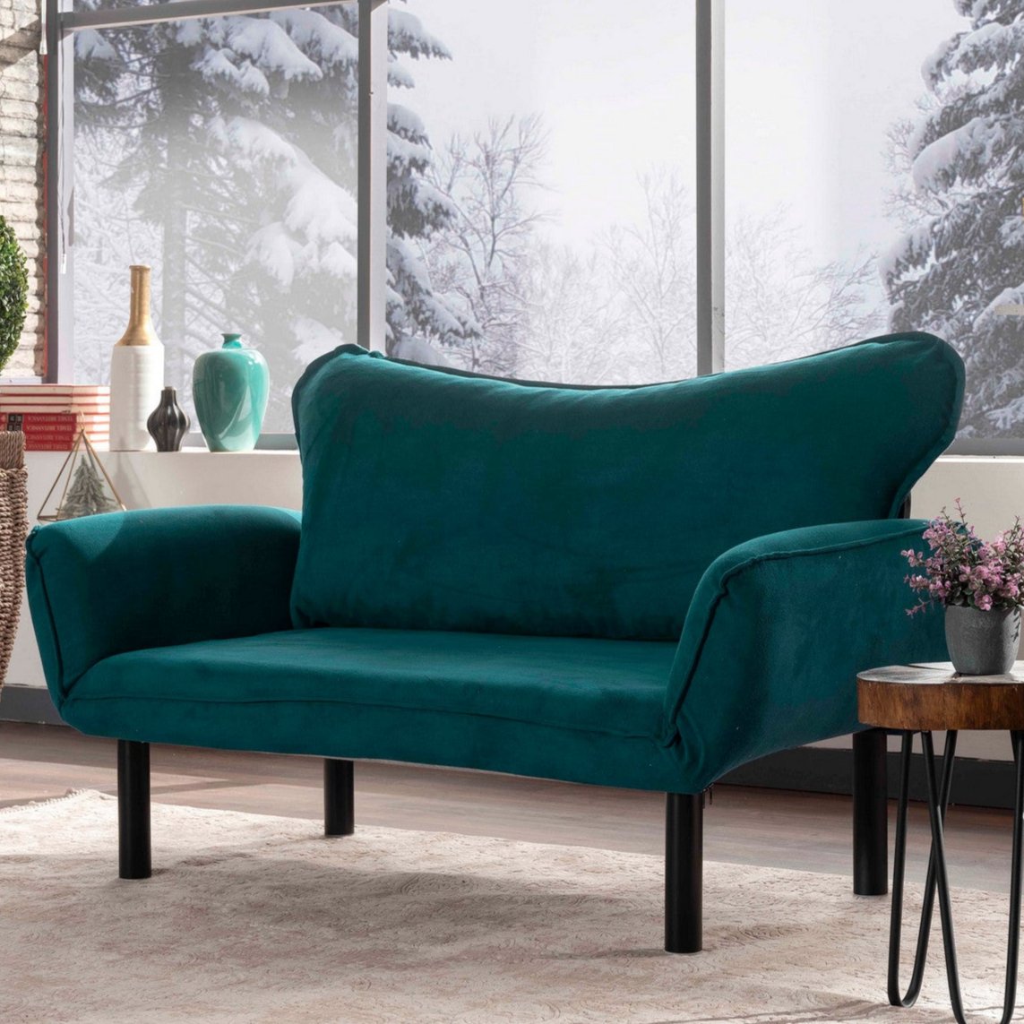 Schlafsofa Petrol Blue Velvet – zwei Personen – Chatto
