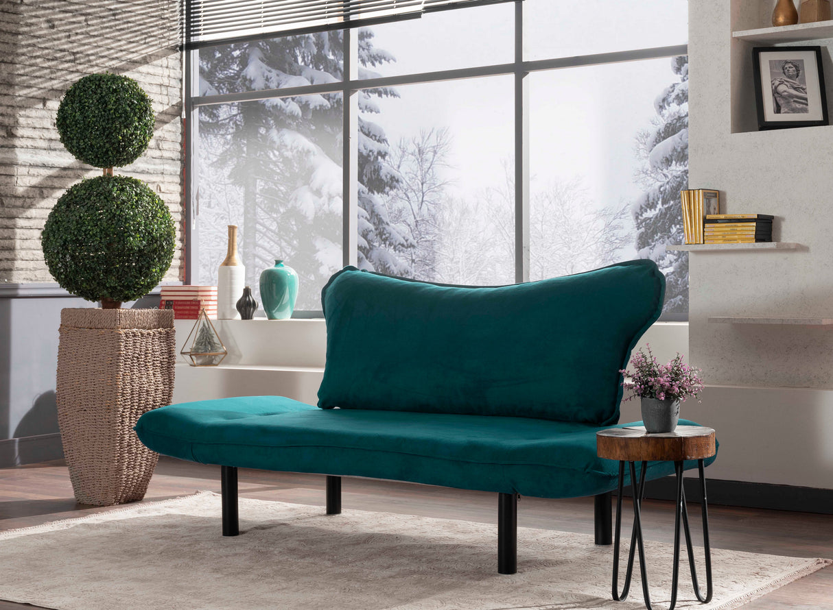 Schlafsofa Petrol Blue Velvet – zwei Personen – Chatto