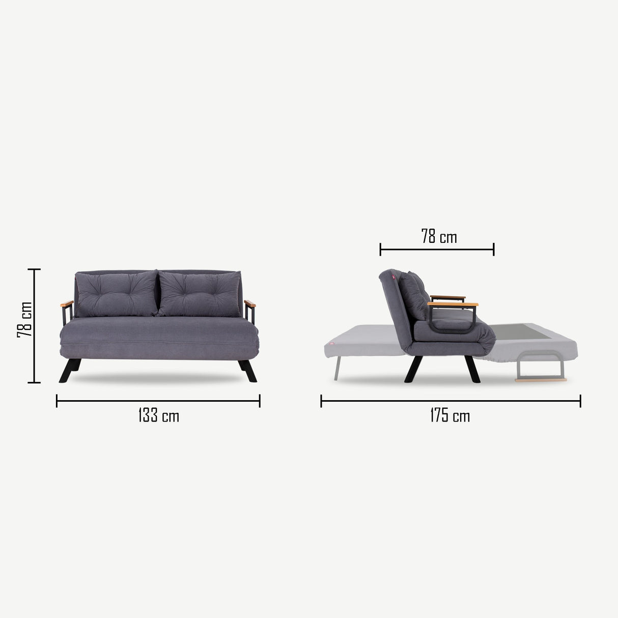 2-Sitzer Schlafsofa Sando Stoff Grau