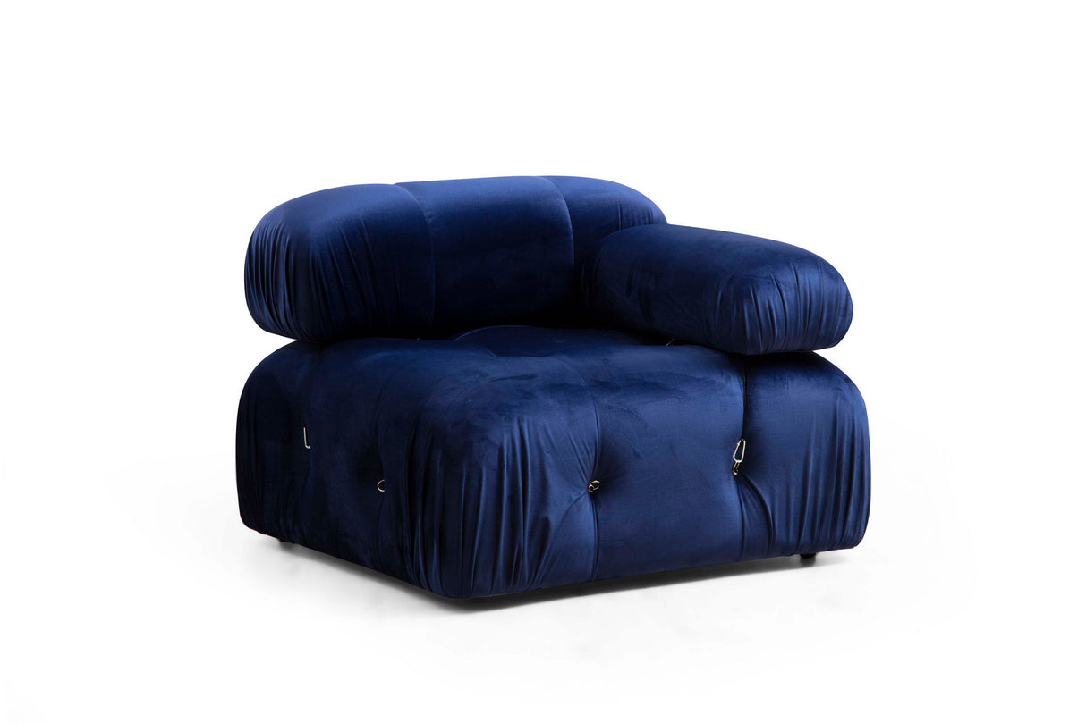 Modulares XXL-Ecksofa Bubble mit Hocker - Samt Blau