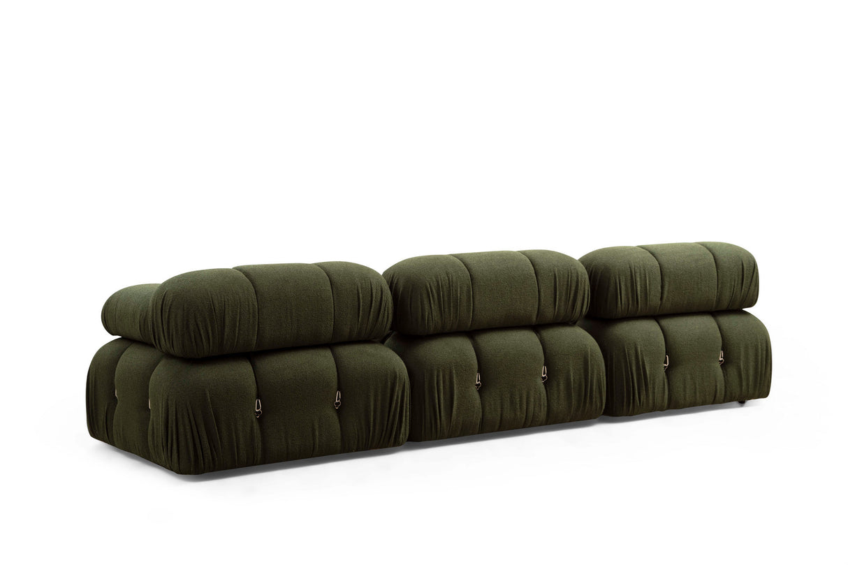 Modulares XXL-Ecksofa Bubble mit Hocker - Samtgrün