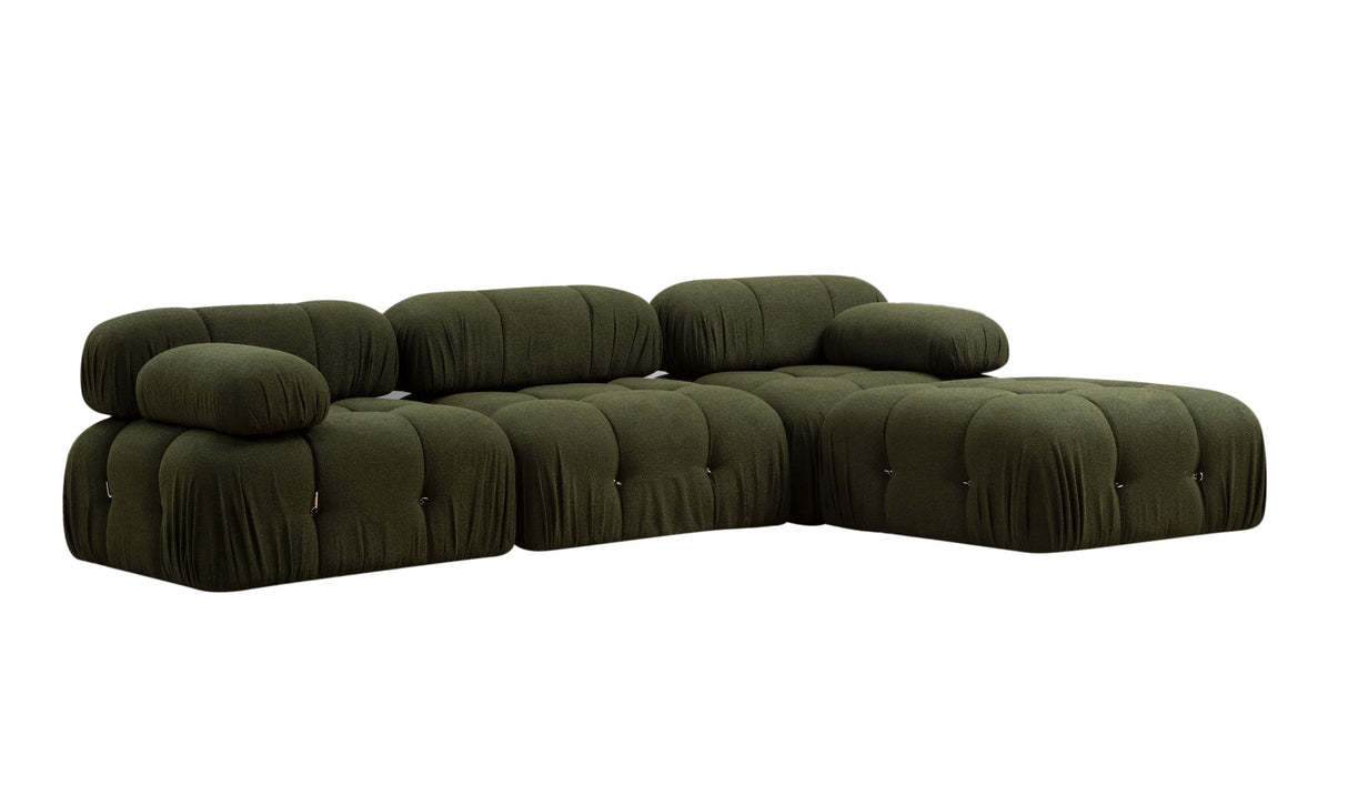 Modulares XXL-Ecksofa Bubble mit Hocker - Samtgrün